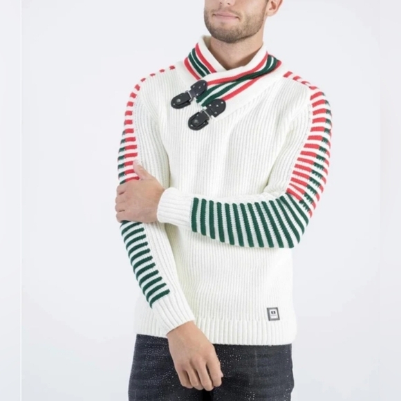 Ce & Ce Men's Size M Shawl Collar Sweater White Officecore Academia Preppy - Picture 1 of 8